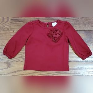 Janie and Jack Pretty in Plaid Red Rose Top Girls Size 3-6 Months